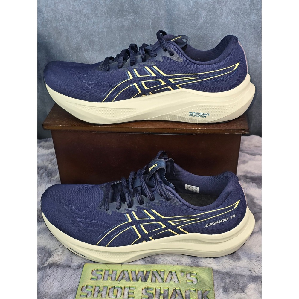 ASICS GT-2000 14 Running Shoes Navy Blue Gold Men 10.5 Extra Wide 1011C057